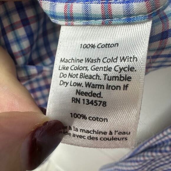 Vineyard Vines Shirt Mens Large Blue Pink Plaid Button Down Long Sleeve Collared - Picture 5 of 10